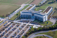 Vue aérienne de Immeuble de bureaux du bâtiment administratif et commercial de la société de médias VRM à le quartier Marienborn in Mainz dans le département Rhénanie-Palatinat, Allemagne