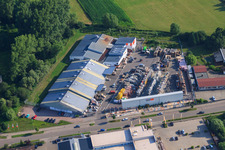 Vue aérienne de Zone industrielle de Horst, Union Bauzentrum à le quartier Minderslachen in Kandel dans le département Rhénanie-Palatinat, Allemagne
