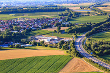 Vue aérienne de Centrale géothermique de Pfalzwerke geofuture GmbH à Insheim sur l'A65 à Insheim dans le département Rhénanie-Palatinat, Allemagne