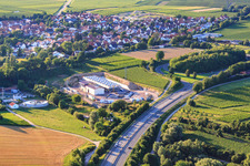 Centrale géothermique de Pfalzwerke geofuture GmbH à Insheim sur l'A65 à Insheim dans le département Rhénanie-Palatinat, Allemagne d'en haut