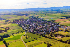 Vue du village depuis le sud-est à Minfeld dans le département Rhénanie-Palatinat, Allemagne vue d'en haut