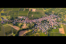 Vue aérienne de Vue d'ensemble du village depuis le sud à Göcklingen dans le département Rhénanie-Palatinat, Allemagne