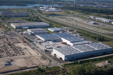 Vue d'oiseau de Zone industrielle d'Oberwald à Wörth am Rhein dans le département Rhénanie-Palatinat, Allemagne