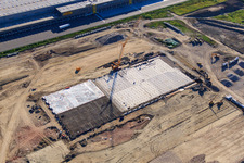 Vue aérienne de Chantier de construction de MEG Wörth am Rhein GmbH dans la zone industrielle d'Oberwald à Wörth am Rhein dans le département Rhénanie-Palatinat, Allemagne