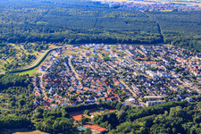 Vue aérienne de Nouvelle zone de développement Vogelring vue du sud à Jockgrim dans le département Rhénanie-Palatinat, Allemagne