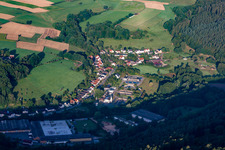 Vue aérienne de Association des eaux usées du milieu de Mümling à le quartier Steinbach in Michelstadt dans le département Hesse, Allemagne