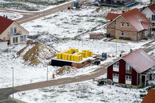 Photographie aérienne de Nouvelle zone de développement NE en hiver avec de la neige à le quartier Schaidt in Wörth am Rhein dans le département Rhénanie-Palatinat, Allemagne