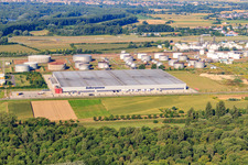 Zone industrielle sud à Speyer dans le département Rhénanie-Palatinat, Allemagne du point de vue du drone