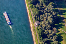 Vue aérienne de Cargo sur le Rhin au Roischnook à Germersheim dans le département Rhénanie-Palatinat, Allemagne