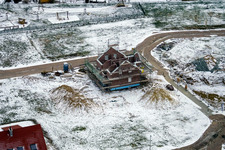 Image drone de Nouvelle zone de développement NE en hiver avec de la neige à le quartier Schaidt in Wörth am Rhein dans le département Rhénanie-Palatinat, Allemagne
