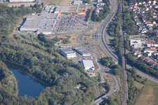 Vue aérienne de Centre Maximiliens 2 à le quartier Maximiliansau in Wörth am Rhein dans le département Rhénanie-Palatinat, Allemagne