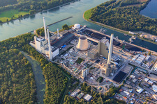 Photographie aérienne de Nouveau bâtiment ENBW à le quartier Rheinhafen in Karlsruhe dans le département Bade-Wurtemberg, Allemagne