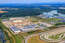 Chantier de construction de MEG Wörth am Rhein GmbH dans la zone industrielle d'Oberwald à Wörth am Rhein dans le département Rhénanie-Palatinat, Allemagne hors des airs