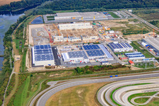 Vue d'oiseau de Chantier de construction de MEG Wörth am Rhein GmbH dans la zone industrielle d'Oberwald à Wörth am Rhein dans le département Rhénanie-Palatinat, Allemagne