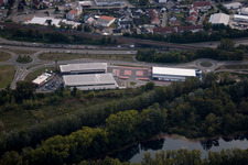 Centre Maximiliens 2 à le quartier Maximiliansau in Wörth am Rhein dans le département Rhénanie-Palatinat, Allemagne hors des airs