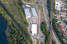 Vue aérienne de Centre commercial Maximilianscenter 2 à le quartier Maximiliansau in Wörth am Rhein dans le département Rhénanie-Palatinat, Allemagne