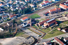 Vue aérienne de Bürgherhaus, salle des fêtes vue du sud-est à Jockgrim dans le département Rhénanie-Palatinat, Allemagne