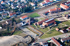 Vue aérienne de Bürgherhaus, salle des fêtes vue du sud-est à Jockgrim dans le département Rhénanie-Palatinat, Allemagne