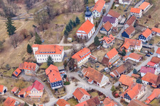 Vue aérienne de Appartement de vacances Château Schweickershausen à Schweickershausen dans le département Thuringe, Allemagne