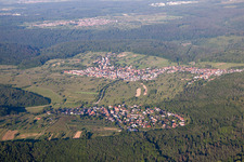Vue aérienne de Et Schölllbron à le quartier Schluttenbach in Ettlingen dans le département Bade-Wurtemberg, Allemagne