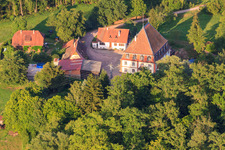 Vue aérienne de Moulin à grains Bienwaldmühle sur la Lauter à Scheibenhardt dans le département Rhénanie-Palatinat, Allemagne