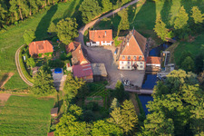 Photographie aérienne de Moulin à grains Bienwaldmühle sur la Lauter à Scheibenhardt dans le département Rhénanie-Palatinat, Allemagne