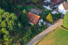 Vue aérienne de Maison en bordure de forêt dans le quartier de Bienwaldmühle à Scheibenhardt dans le département Rhénanie-Palatinat, Allemagne