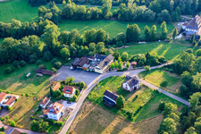 Vue oblique de Waldgasthof Bienwaldmühle à Scheibenhardt dans le département Rhénanie-Palatinat, Allemagne