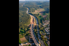 Photographie aérienne de Mütschelbach, chantier de l'A8 à le quartier Nöttingen in Remchingen dans le département Bade-Wurtemberg, Allemagne
