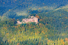 Vue aérienne de Ruines de Neuscharfeneck à Dernbach dans le département Rhénanie-Palatinat, Allemagne