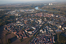 Photographie aérienne de Vue sur la ville au bord du Rhin à Germersheim dans le département Rhénanie-Palatinat, Allemagne