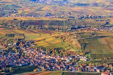 Photographie aérienne de Réserve naturelle Kleine Kalmit au-dessus du village viticole à le quartier Ilbesheim in Ilbesheim bei Landau in der Pfalz dans le département Rhénanie-Palatinat, Allemagne