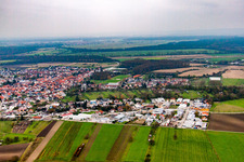 Vue aérienne de Zone commerciale Krautstückerweg à le quartier Liedolsheim in Dettenheim dans le département Bade-Wurtemberg, Allemagne