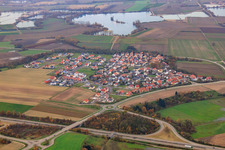 Vue oblique de Hardtwald à Neupotz dans le département Rhénanie-Palatinat, Allemagne