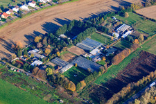 Vue aérienne de Aménagement paysager de Weick Garden, jardinage de cimetière à le quartier Huttenheim in Philippsburg dans le département Bade-Wurtemberg, Allemagne