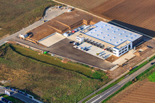 Nouveau bâtiment pour TRANSAC International Speditionsgesellschaft mbH à Rülzheim dans le département Rhénanie-Palatinat, Allemagne depuis l'avion