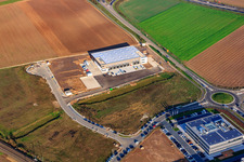 Nouveau bâtiment pour TRANSAC International Speditionsgesellschaft mbH à Rülzheim dans le département Rhénanie-Palatinat, Allemagne vue du ciel
