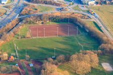 Vue aérienne de Terrain de sport SV 08 Kuppenheim à le quartier Oberndorf in Kuppenheim dans le département Bade-Wurtemberg, Allemagne
