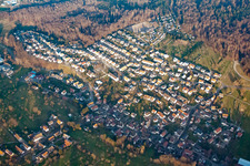 Vue aérienne de Du sud-ouest à le quartier Waldprechtsweier in Malsch dans le département Bade-Wurtemberg, Allemagne