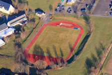 Vue oblique de Terrain de sport à la caserne Mackensen à Bad Bergzabern dans le département Rhénanie-Palatinat, Allemagne