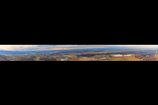 Vue aérienne de Panorama de la plaine du Rhin en hiver de Karlsruhe à Haueneberstein à Muggensturm dans le département Bade-Wurtemberg, Allemagne