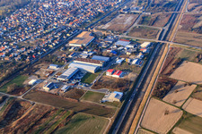 Vue aérienne de Zone industrielle Wagnerstraße, Dreherstraße avec Kaenguruh Kuvert GmbH à Durmersheim dans le département Bade-Wurtemberg, Allemagne