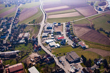 Vue aérienne de Zone commerciale de Junkerörtel à le quartier Kork in Kehl dans le département Bade-Wurtemberg, Allemagne