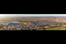 Vue oblique de Panorama à le quartier Offenbach in Offenbach an der Queich dans le département Rhénanie-Palatinat, Allemagne