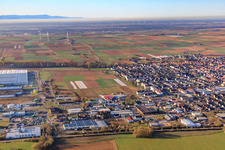 Vue aérienne de Zone commerciale du Schlagengarten à le quartier Offenbach in Offenbach an der Queich dans le département Rhénanie-Palatinat, Allemagne