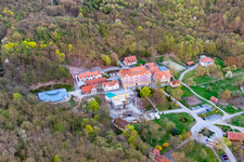 Vue aérienne de Haubinda dans le département Thuringe, Allemagne