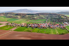 Vue aérienne de Champs agricoles et terres agricoles à Schlechtsart dans le département Thuringe, Allemagne