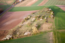 Vue aérienne de Prairie de verger fleurie au printemps à le quartier Breitensee in Herbstadt dans le département Bavière, Allemagne