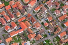 Vue aérienne de Tour à colombages à Hemberg à le quartier Westenfeld in Römhild dans le département Thuringe, Allemagne