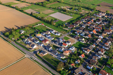 Nouvelle zone de développement Est (Im Holderbusch) à Minfeld dans le département Rhénanie-Palatinat, Allemagne du point de vue du drone